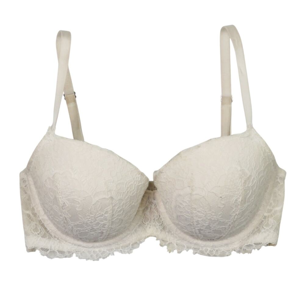 Victoria's Secret Dream Angels Lace Lightly Lined Perfect White Lace Bra 32DD